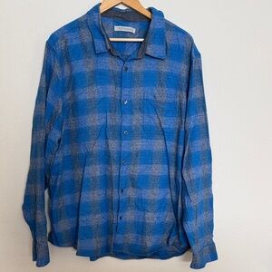 Outerknown sz XXL 100% organic cotton Blue and Gray Checkered Men's Shirt VGUC